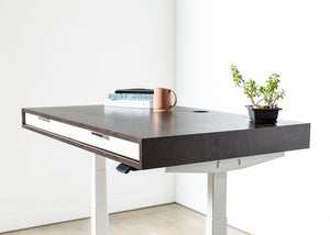 The Slim PLY // Modern wood standing desk with drawers