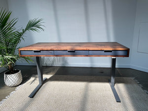 SALE // SLIM Desk - 60" - Rustic Walnut - Blue Walnut Drawers