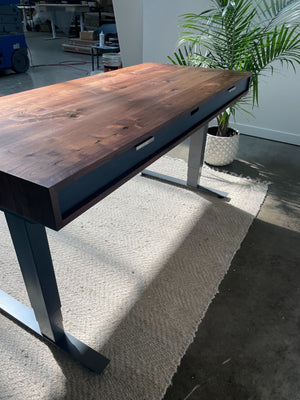 SALE // SLIM Desk - 60" - Rustic Walnut - Blue Walnut Drawers