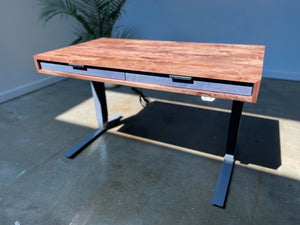 SALE // Slim Desk - 48" - Rustic Walnut - Blue Walnut Drawers