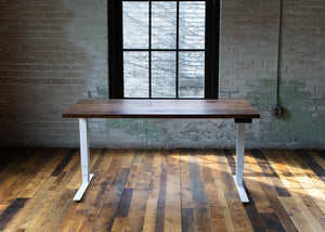 North American Hardwood Slab Desk // Solid Wood Desks with Electric Adjustable Desk Base - ROMI DESIGN