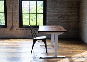 North American Hardwood Slab Desk // Solid Wood Desks with Electric Adjustable Desk Base - ROMI DESIGN