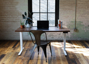North American Hardwood Slab Desk // Solid Wood Desks with Electric Adjustable Desk Base - ROMI DESIGN