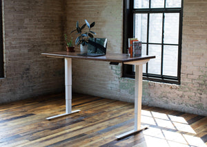 North American Hardwood Slab Desk // Solid Wood Desks with Electric Adjustable Desk Base - ROMI DESIGN