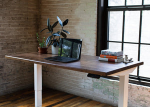 North American Hardwood Slab Desk // Solid Wood Desks with Electric Adjustable Desk Base - ROMI DESIGN
