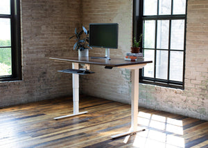 North American Hardwood Slab Desk // Solid Wood Desks with Electric Adjustable Desk Base - ROMI DESIGN