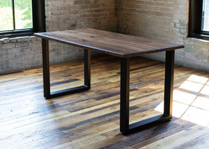 Hardwood Slab Desk // North American Solid Wood Desks with Fixed Height Structural Base - ROMI DESIGN