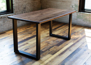 Hardwood Slab Desk // North American Solid Wood Desks with Fixed Height Structural Base - ROMI DESIGN