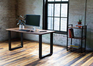 Hardwood Slab Desk // North American Solid Wood Desks with Fixed Height Structural Base - ROMI DESIGN
