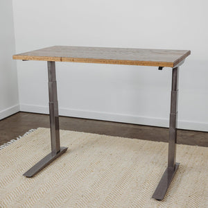 North American Hardwood Slab Desk // Solid Wood Desks with Electric Adjustable Desk Base - ROMI DESIGN