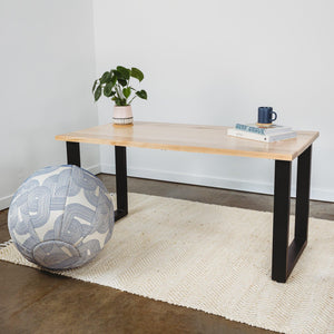 Hardwood Slab Desk // North American Solid Wood Desks with Fixed Height Structural Base - ROMI DESIGN