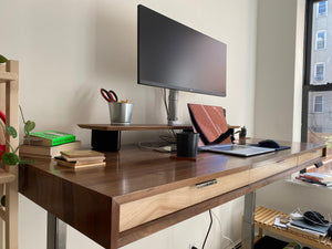 SLIM // Classic Modern Solid Wood Desk with Drawers // Fixed Height or Adjustable Height Desk Base Options - ROMI DESIGN