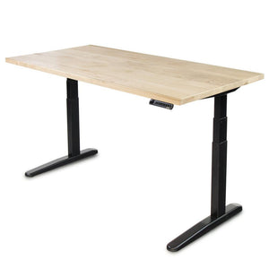 North American Hardwood Slab Desk // Solid Wood Desks with Electric Adjustable Desk Base - ROMI DESIGN