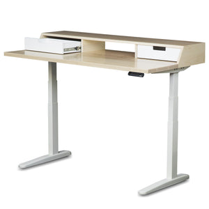 THE ALBRIGHT // Mid-Century Modern Height Adjustable Sit + Stand Desk with Drawers - ROMI DESIGN