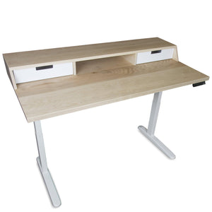 THE ALBRIGHT // Mid-Century Modern Height Adjustable Sit + Stand Desk with Drawers - ROMI DESIGN