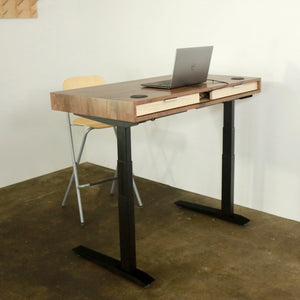 SLIM // Classic Modern Solid Wood Desk with Drawers // Fixed Height or Adjustable Height Desk Base Options - ROMI DESIGN