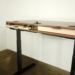 SLIM // Classic Modern Solid Wood Desk with Drawers // Fixed Height or Adjustable Height Desk Base Options - ROMI DESIGN