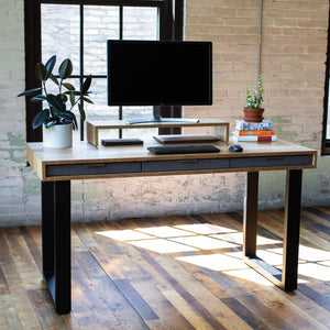SLIM // Classic Modern Solid Wood Desk with Drawers // Fixed Height or Adjustable Height Desk Base Options - ROMI DESIGN