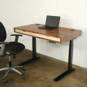 SLIM // Classic Modern Solid Wood Desk with Drawers // Fixed Height or Adjustable Height Desk Base Options - ROMI DESIGN