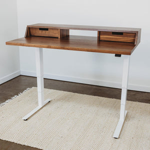 THE ALBRIGHT // Mid-Century Modern Height Adjustable Sit + Stand Desk with Drawers - ROMI DESIGN