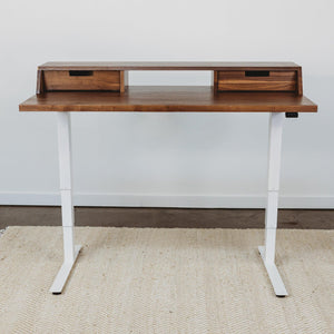 THE ALBRIGHT // Mid-Century Modern Height Adjustable Sit + Stand Desk with Drawers - ROMI DESIGN