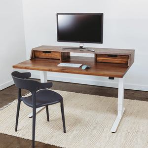 THE ALBRIGHT // Mid-Century Modern Height Adjustable Sit + Stand Desk with Drawers - ROMI DESIGN
