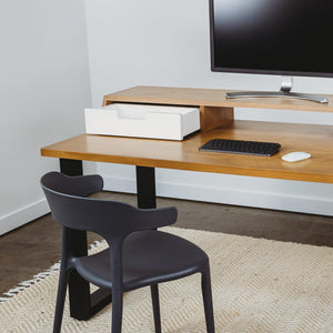 THE ALBRIGHT // Mid-Century Modern Height Adjustable Sit + Stand Desk with Drawers - ROMI DESIGN