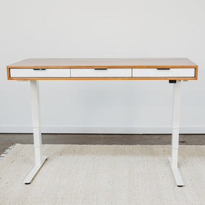 SLIM // Classic Modern Solid Wood Desk with Drawers // Fixed Height or Adjustable Height Desk Base Options - ROMI DESIGN