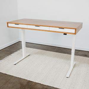 SLIM // Classic Modern Solid Wood Desk with Drawers // Fixed Height or Adjustable Height Desk Base Options - ROMI DESIGN