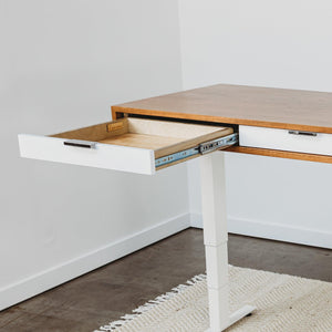 SLIM // Classic Modern Solid Wood Desk with Drawers // Fixed Height or Adjustable Height Desk Base Options - ROMI DESIGN