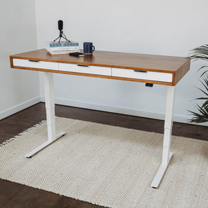 SLIM // Classic Modern Solid Wood Desk with Drawers // Fixed Height or Adjustable Height Desk Base Options - ROMI DESIGN