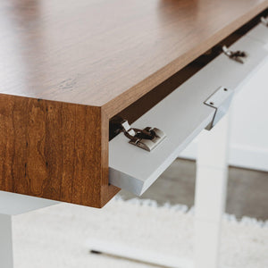 SLIM // Classic Modern Solid Wood Desk with Drawers // Fixed Height or Adjustable Height Desk Base Options - ROMI DESIGN