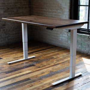 North American Hardwood Slab Desk // Solid Wood Desks with Electric Adjustable Desk Base - ROMI DESIGN