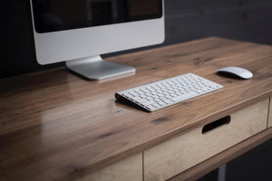 The Evolve // Height Adjustable Modern Standing Desk with Drawers featuring The Jarvis Electric Base - ROMI DESIGN