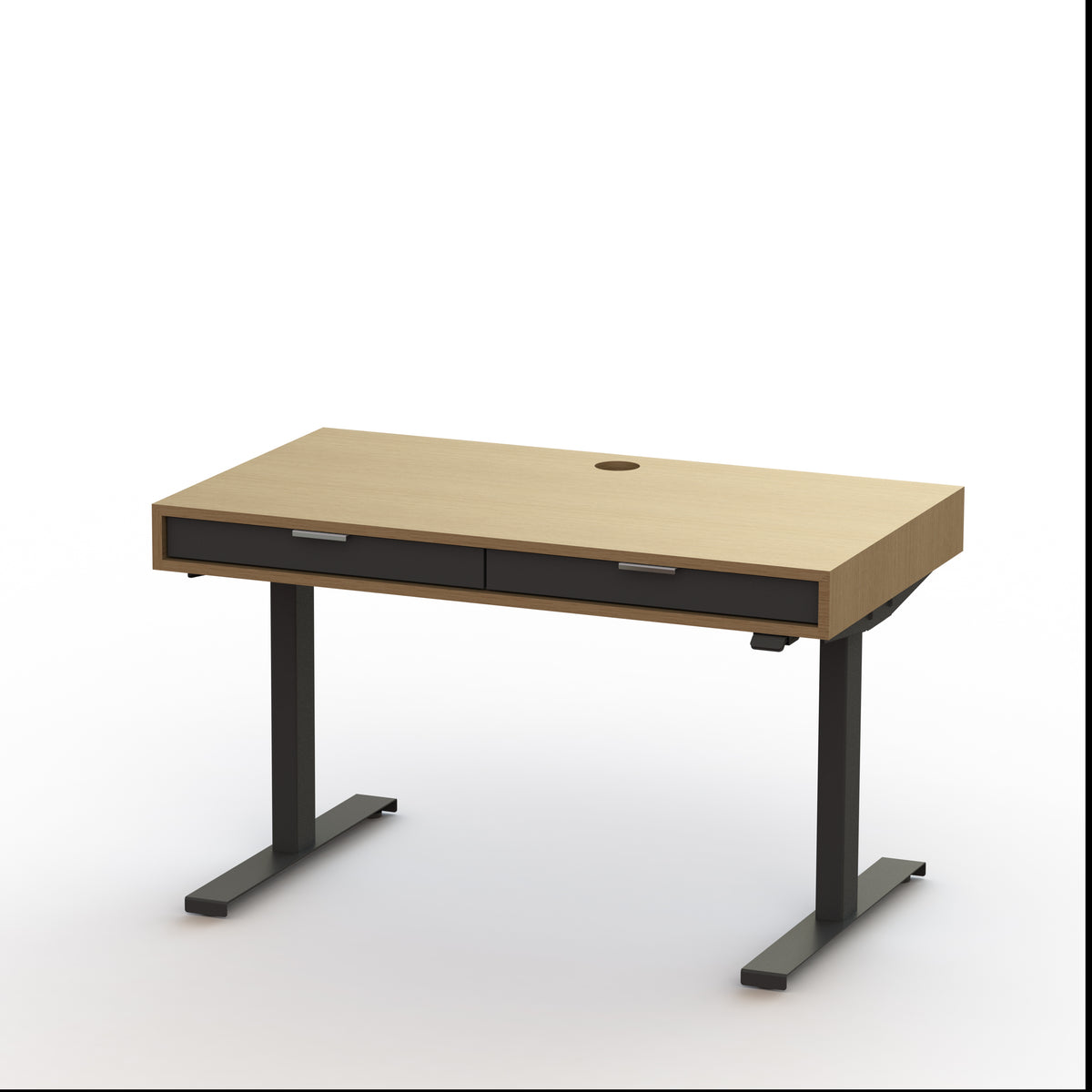 The evolve modern adjustable standing deals desk featuring the jarvis base