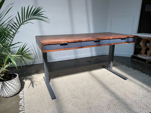 SALE // SLIM Desk - 60" - Rustic Walnut - Blue Walnut Drawers