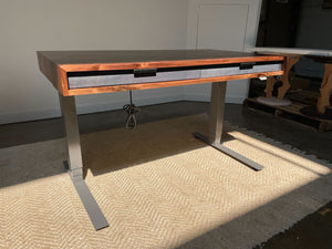 SALE // Slim Desk - 48" - Rustic Walnut - Blue Walnut Drawers