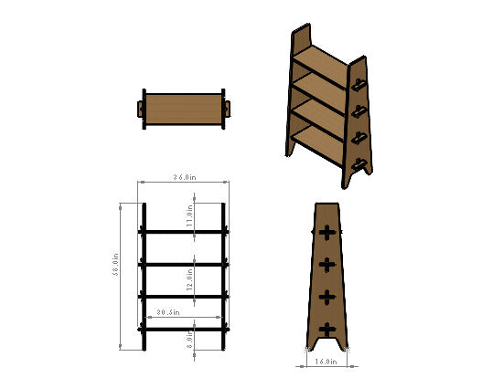 Kepler Shelf // Solid Wood Bookshelf