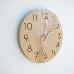 MOD // Modern wood wall clock with engraved numerals