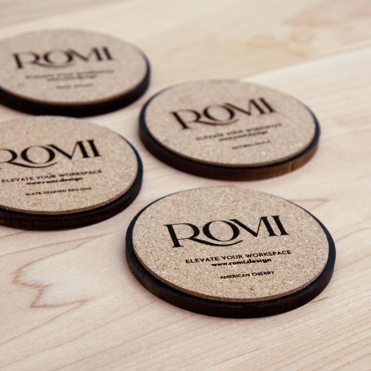 Set of Four Coasters // With Cork Bottom - ROMI DESIGN