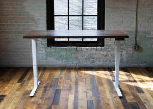 North American Hardwood Slab Desk // Solid Wood Desks with Electric Adjustable Desk Base - ROMI DESIGN