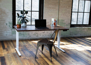 North American Hardwood Slab Desk // Solid Wood Desks with Electric Adjustable Desk Base - ROMI DESIGN
