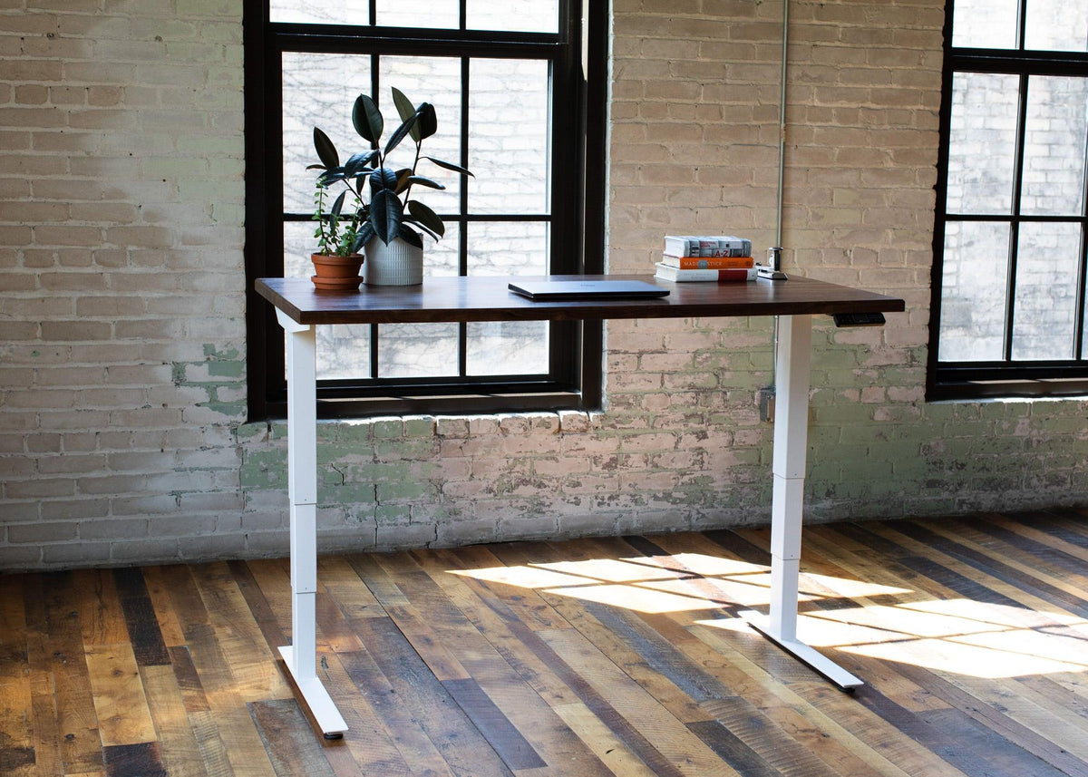 North American Hardwood Slab Desk // Solid Wood Desks with Electric Adjustable Desk Base - ROMI DESIGN