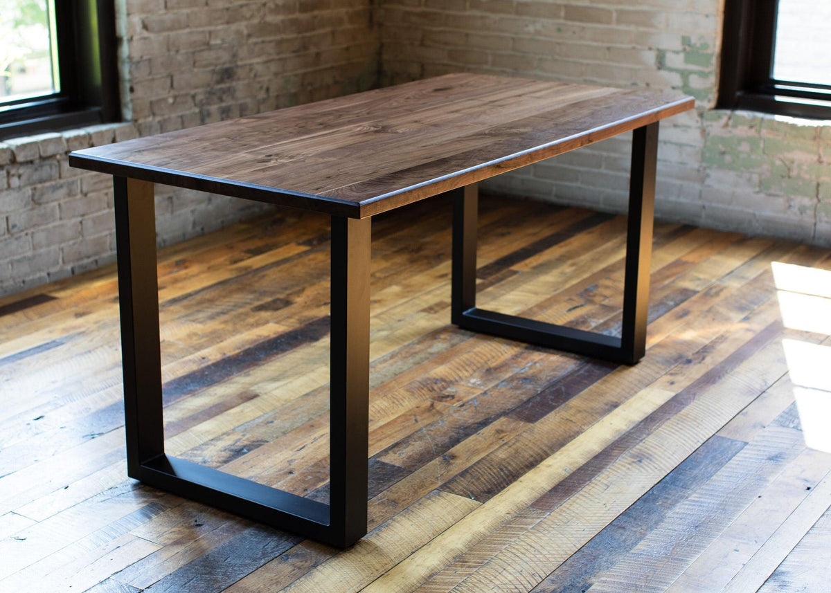 Hardwood Slab Desk // North American Solid Wood Desks with Fixed Height Structural Base - ROMI DESIGN