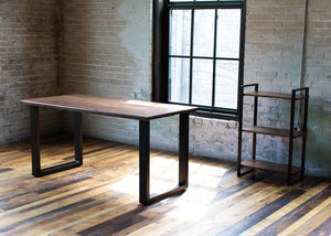 Hardwood Slab Desk // North American Solid Wood Desks with Fixed Height Structural Base - ROMI DESIGN