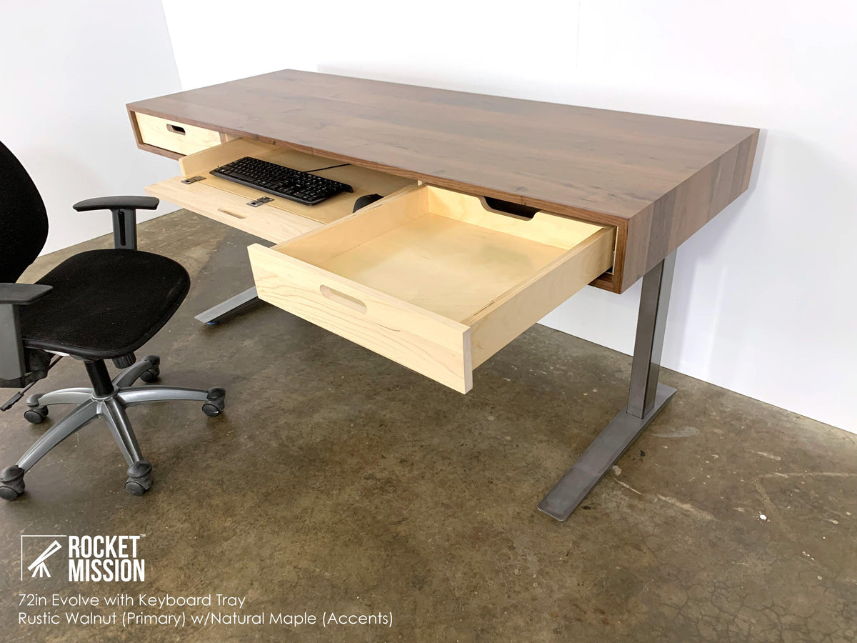 The evolve modern adjustable standing deals desk featuring the jarvis base