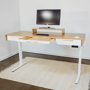 Atlas Desk // Modern Solid Wood Adjustable Height Standing Desk with Drawers - ROMI DESIGN