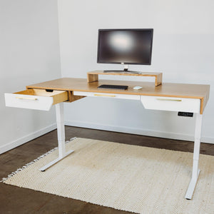 Atlas Desk // Modern Solid Wood Adjustable Height Standing Desk with Drawers - ROMI DESIGN