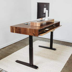 The Atlas Desk -  Modern, Solid Wood Adjustable Standing Desk with Drawers