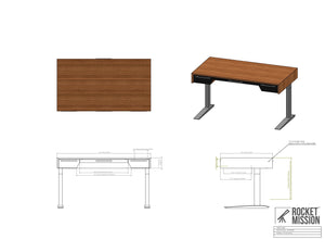 Atlas Desk // Modern Solid Wood Adjustable Height Standing Desk with Drawers - ROMI DESIGN